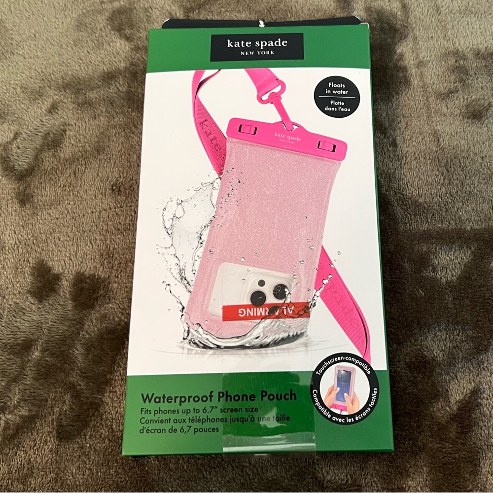NIB Kate Spade Pink Waterproof Phone Pouch for 6.7” Screen Size